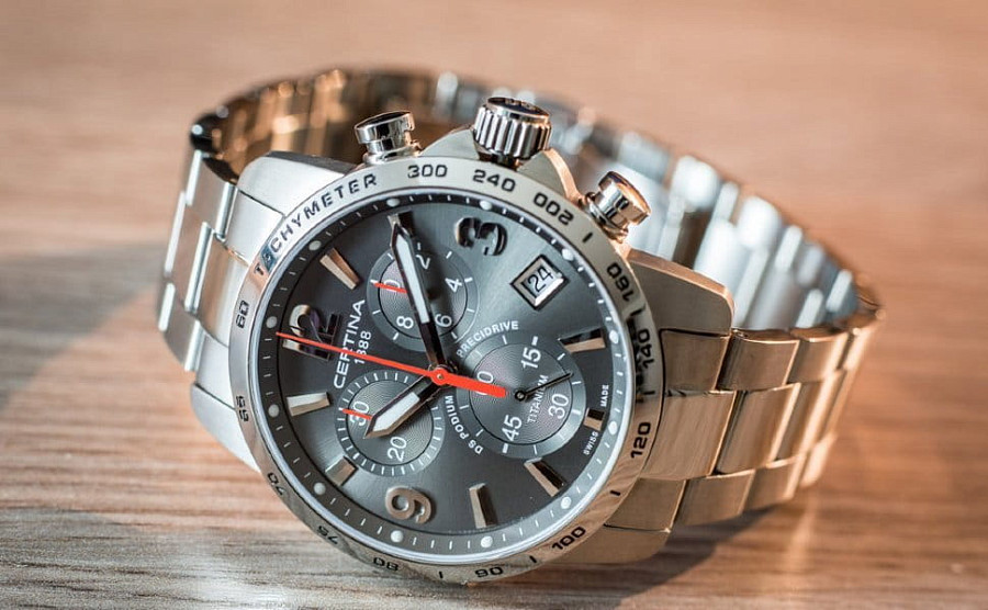 Часы Certina DS Podium Chronograph 1/100 sec C001.647.44.087.00 — титан металл, Швейцария