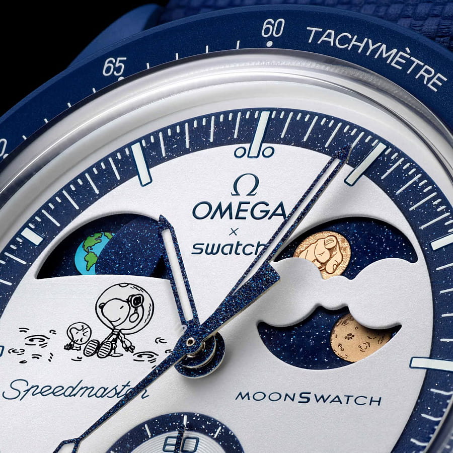 Часы Swatch x Omega Bioceramic Moonswatch Mission to Earthphase - Moonshine Gold SO33N703L — белый, биокерамика