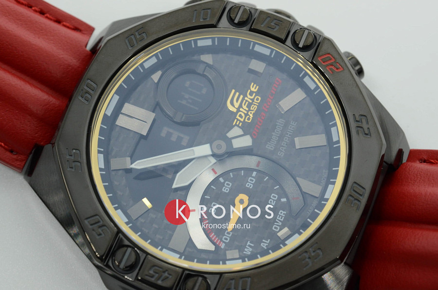 Часы Casio Edifice ECB-10HR-1A — кожаный, мужские