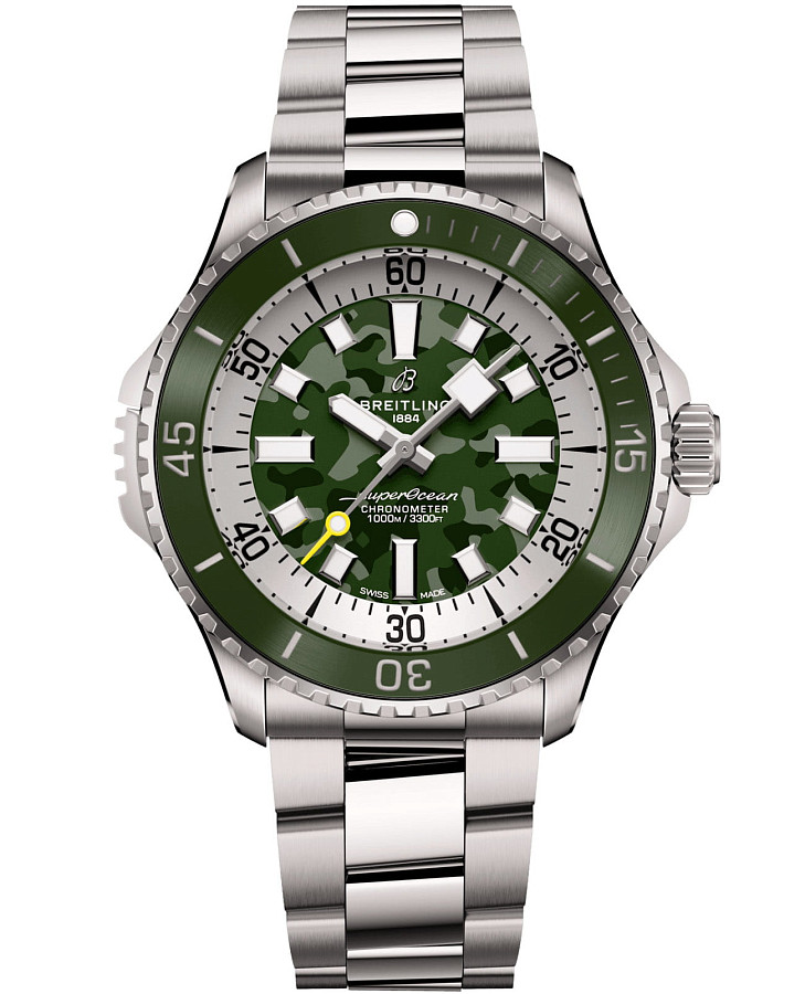 Часы Breitling Superocean Automatic 46 Super Diver E10379D31L1E1 — мужские, зеленый
