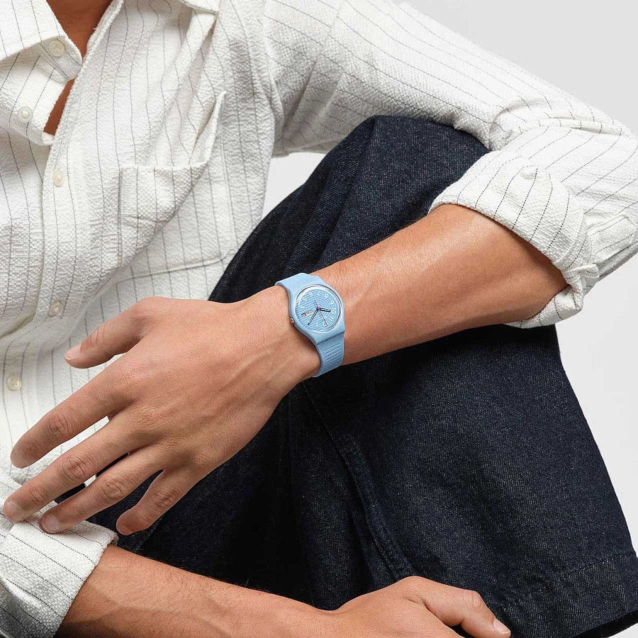 Часы Swatch Gent Biosourced Standart SO28S704 — голубой, пластик