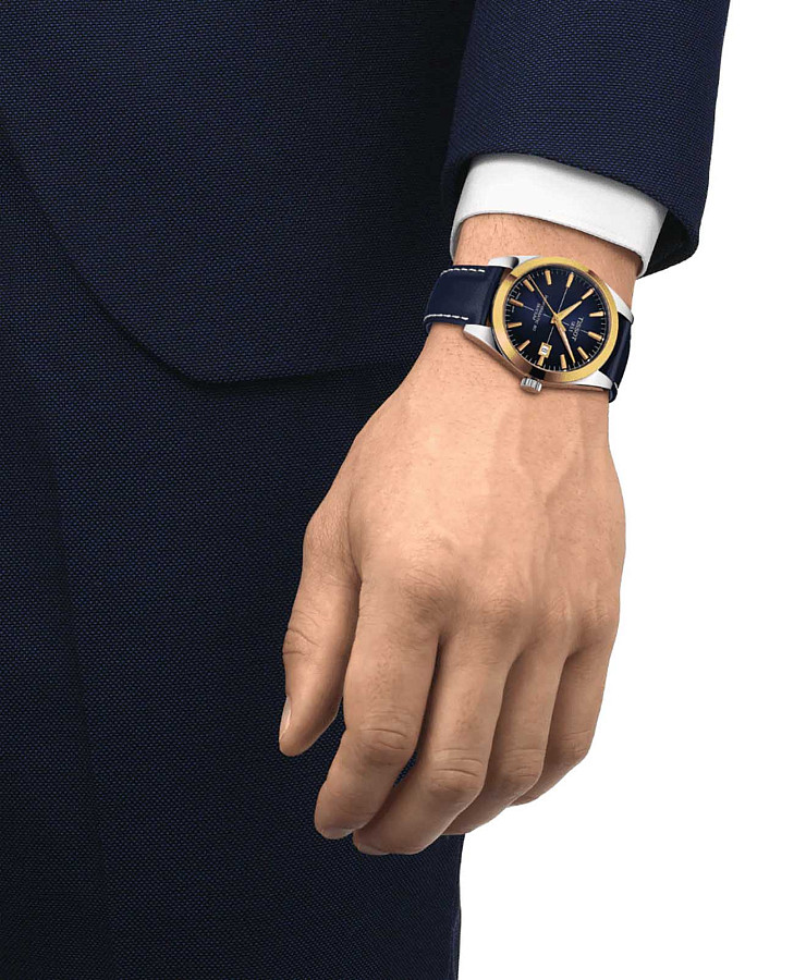Часы Tissot Gentleman Powermatic 80 Silicium 18K Gold T927.407.46.041.01 — механические, сталь золото металл