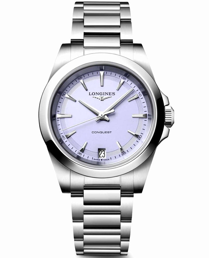 Часы Longines Conquest 34 mm L3.460.4.02.6 — женские, фиолетовый