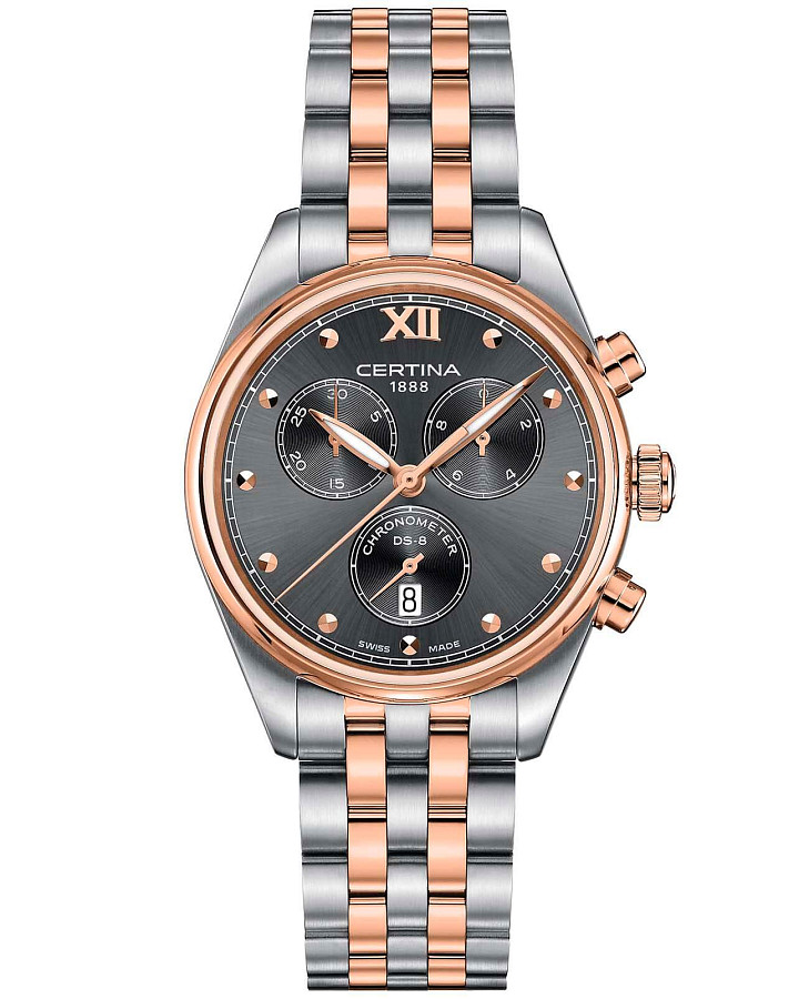 Часы Certina DS-8 Lady Chronograph C033.234.22.088.00 — женские, серый