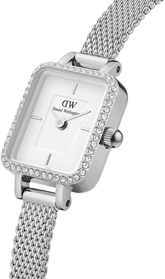 Часы Daniel Wellington Quadro Mini Lumine Bezel Silver DW00100732 — сталь металл, Швеция