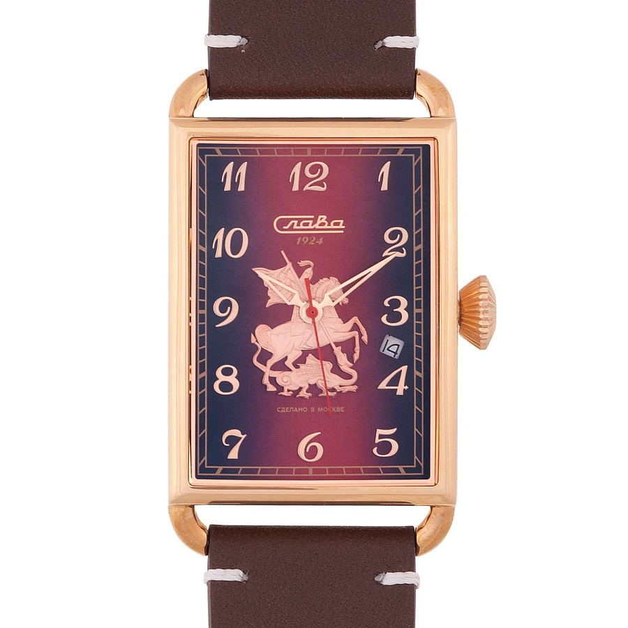 Часы Слава Москва 8703735/300-2414 — мужские, кожаный