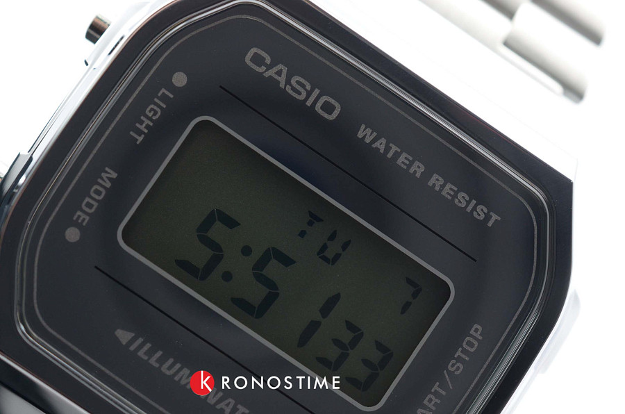 Часы Casio Collection A-168WEM-7 — мужские, нержавеющая сталь