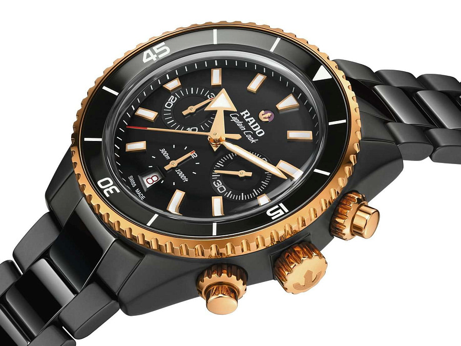 Часы Rado Captain Cook High-Tech Ceramic Automatic Chronograph R32190153 — механические, сталь керамика металл