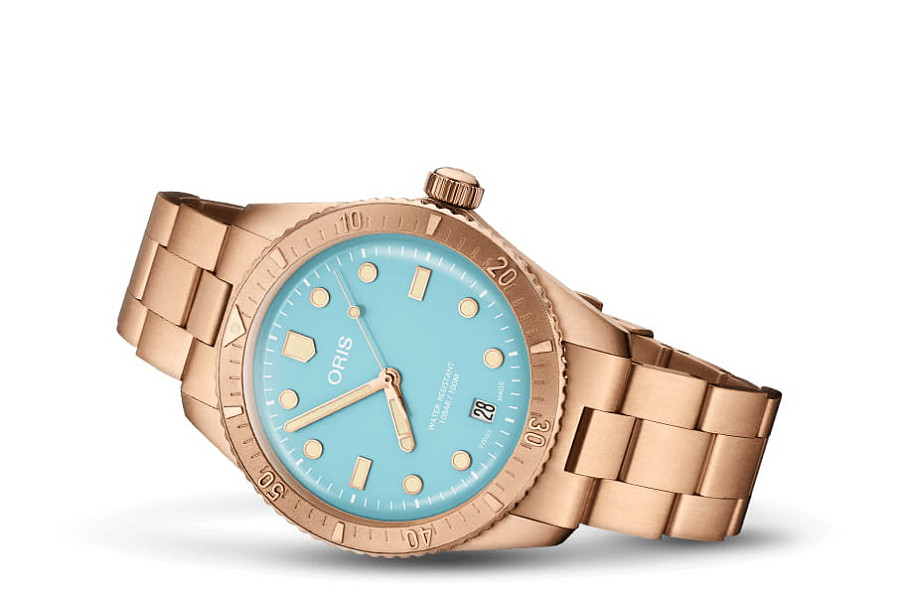 Часы Oris Divers Sixty‑Five 'Cotton Candy' 01 733 7771 3155-07 8 19 15 — механические, бронза