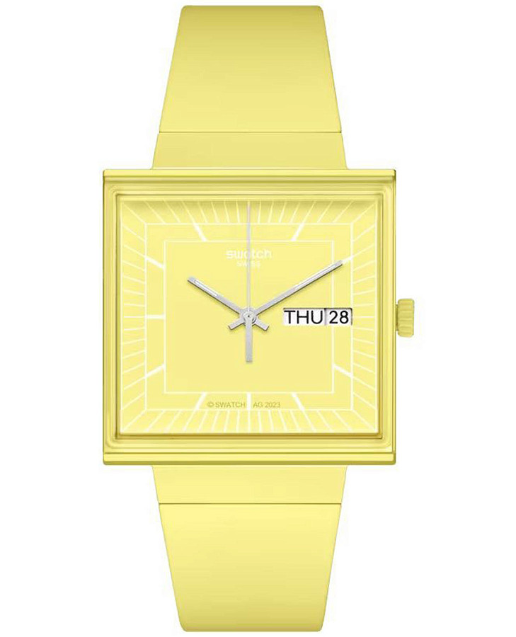 Часы Swatch Square Bioceramic Standard SO34J700 — женские, желтый