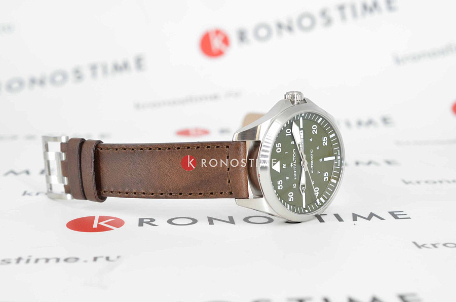 Часы Hamilton Khaki Aviation Pilot Day Date Auto H64635560 — кожаный, мужские