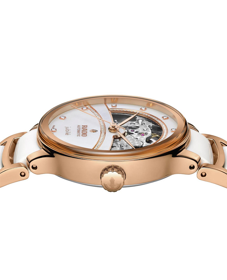Часы Rado Centrix Automatic Diamonds Open Heart R30029932 — высокотехнологичная керамика + нержавеющая сталь с pvd покрытием, женские