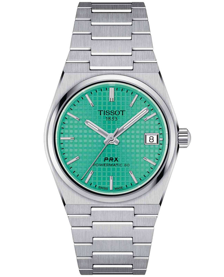 Часы Tissot PRX Powermatic 80 35 mm T137.207.11.091.01 — женские, бирюзовый