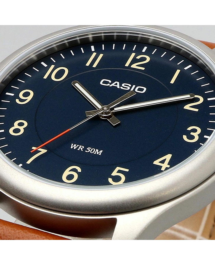 Часы Casio Collection MTP-B160L-2BVDF (MTP-B160L-2B) — кожаный, мужские