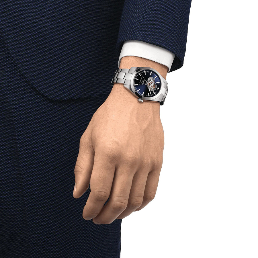 Часы Tissot Gentleman Powermatic 80 Open Heart T127.407.11.041.01 — механические, сталь металл