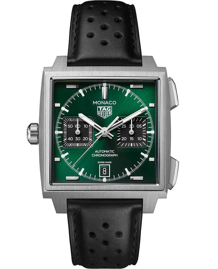 Часы TAG Heuer Monaco Chronograph CDW2180.FC8360 — мужские, зеленый