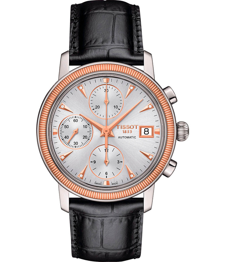 Часы Tissot Bridgeport Automat 18K Gold T921.427.46.036.00 — мужские, серебристый