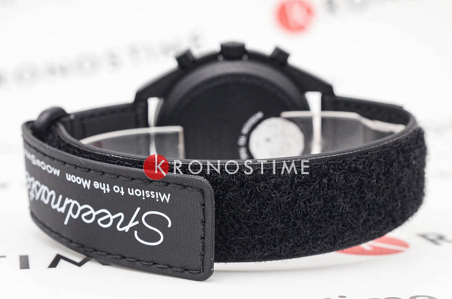 Часы Swatch x Omega Bioceramic Moonswatch Mission to The Moonphase - New Moon SO33B700 — нейлон, мужские