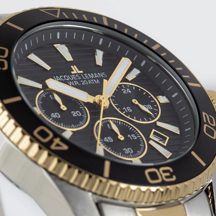 Часы Jacques Lemans Liverpool Diver 1-2206L — нержавеющая сталь с pvd-покрытием, мужские