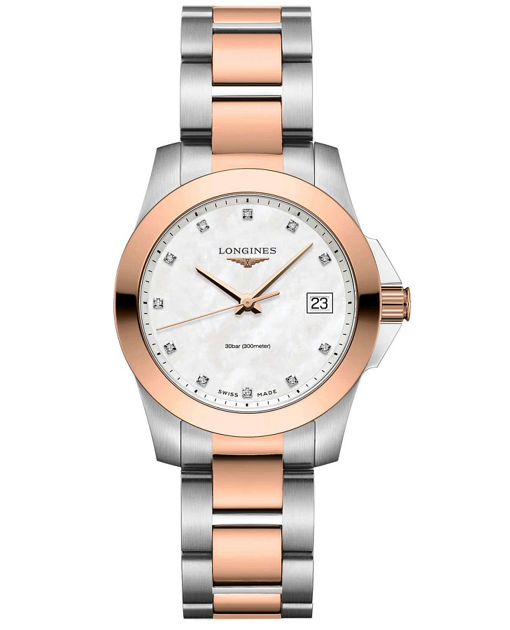 Часы Longines Conquest L3.377.3.88.7 — женские, перламутровый