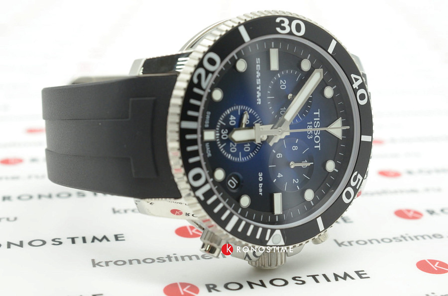 Часы Tissot Seastar 1000 Chronograph T120.417.17.041.00 — синий, сталь металл
