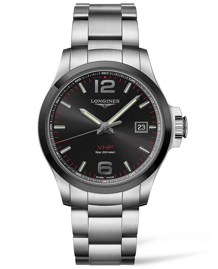 Часы Longines Conquest V.H.P. L3.729.4.56.6 — мужские, черный