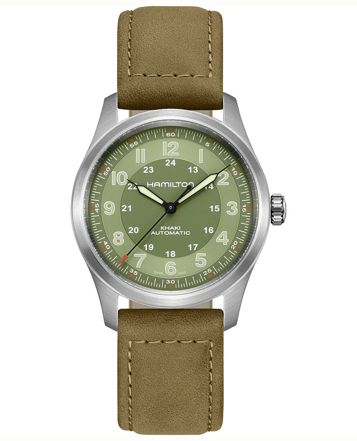 Часы Hamilton Khaki Field Titanium Auto H70205860 — мужские, зеленый