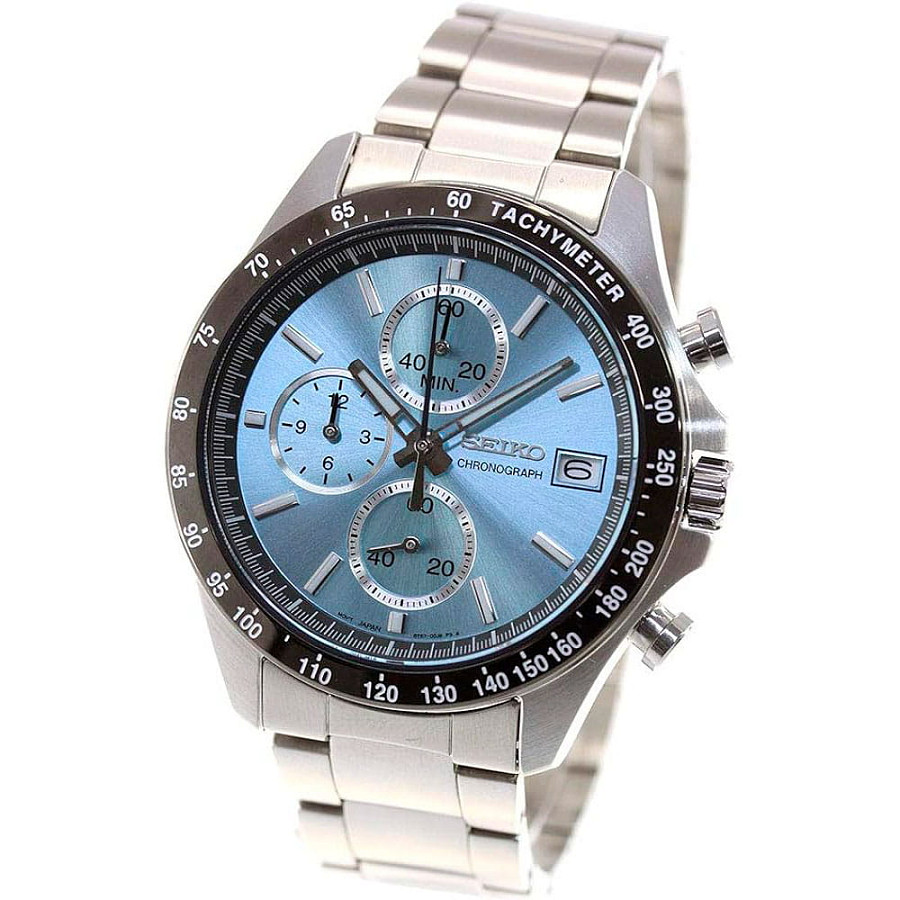 Часы Seiko Spirit Chronograph SBTR029 — голубой, металл сталь
