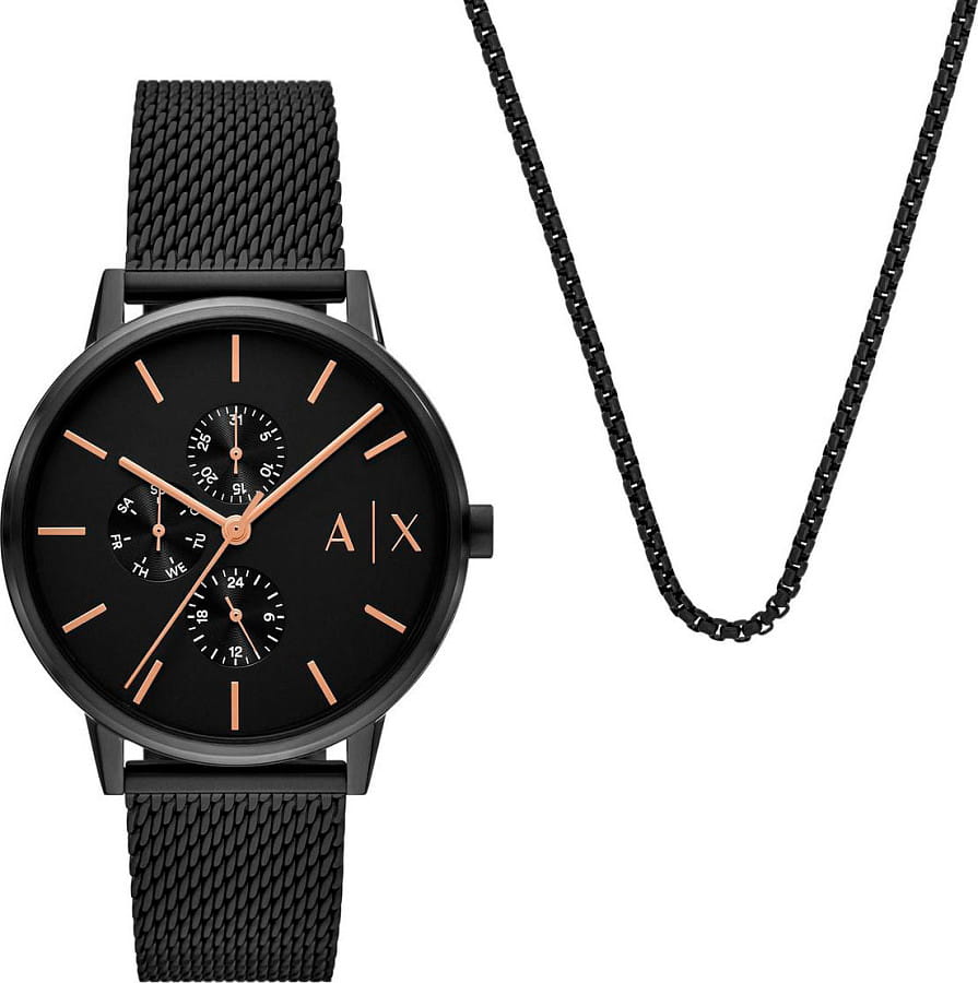 Часы Armani Exchange Cayde AX7162SET — кварцевые, сталь металл
