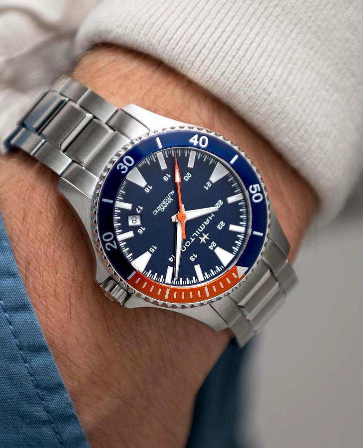 Часы Hamilton Khaki Navy Scuba Auto H82365141 — механические, сталь металл
