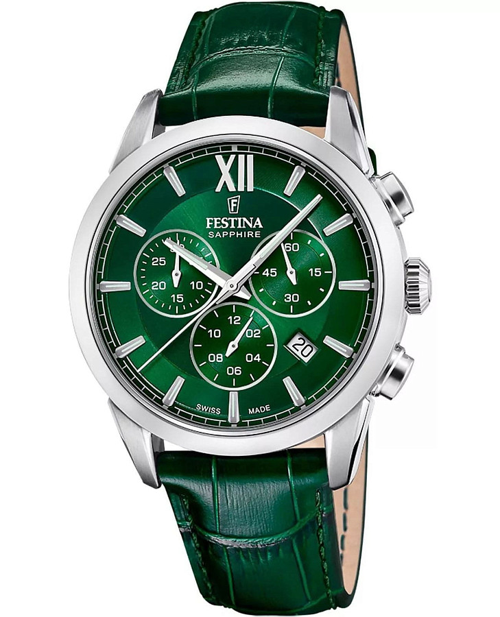 Часы Festina Swiss Made F20041/3 — мужские, зеленый