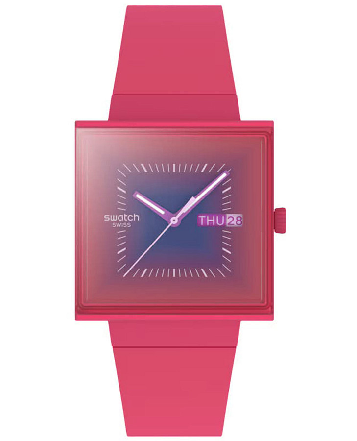 Часы Swatch Squarely Blacklight SO34R700 — женские, синий