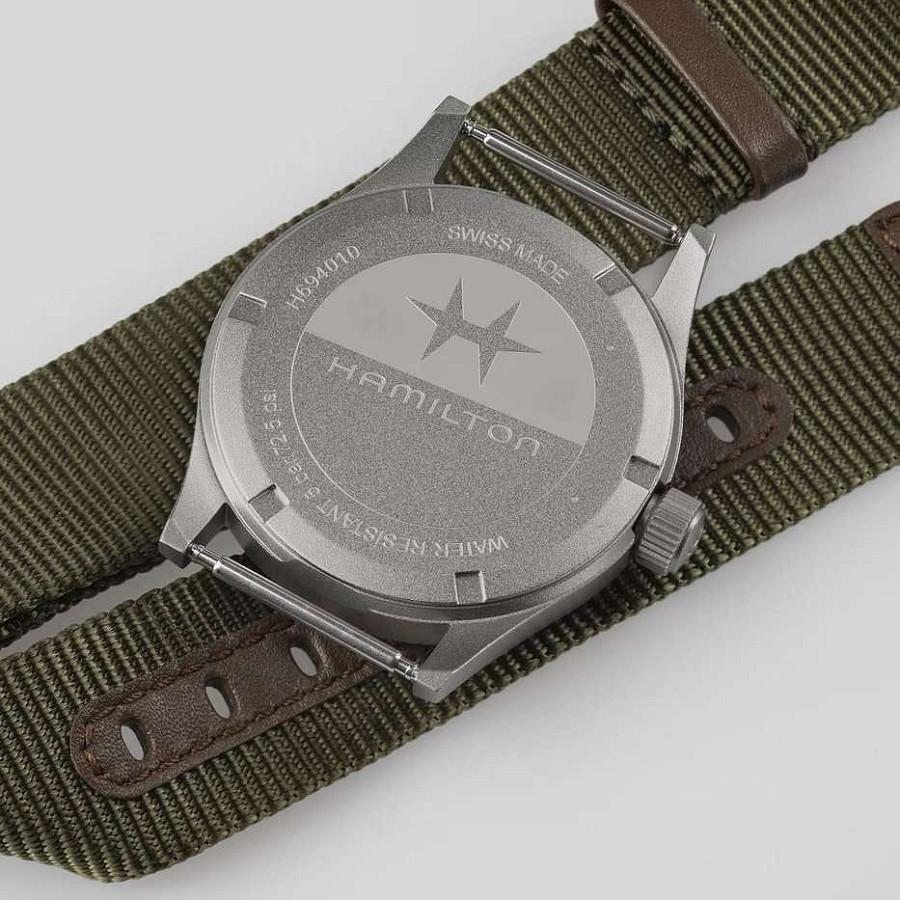 Часы Hamilton Khaki Field Quartz 38mm H69401930 — мужские, тканевый