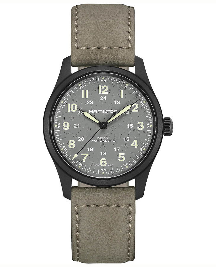 Часы Hamilton Khaki Field Titanium Auto H70215880 — мужские, серый