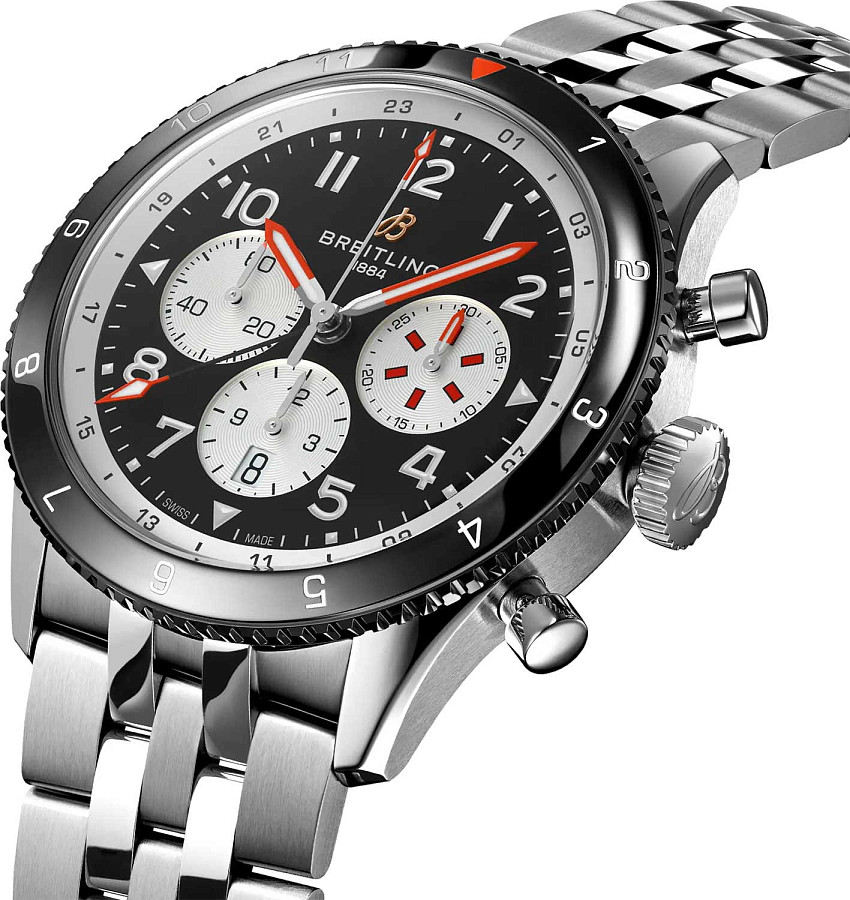 Часы Breitling Classic AVI Super AVI B04 Chronograph GMT 46 YB04451A1B1A1 — металл сталь, Швейцария