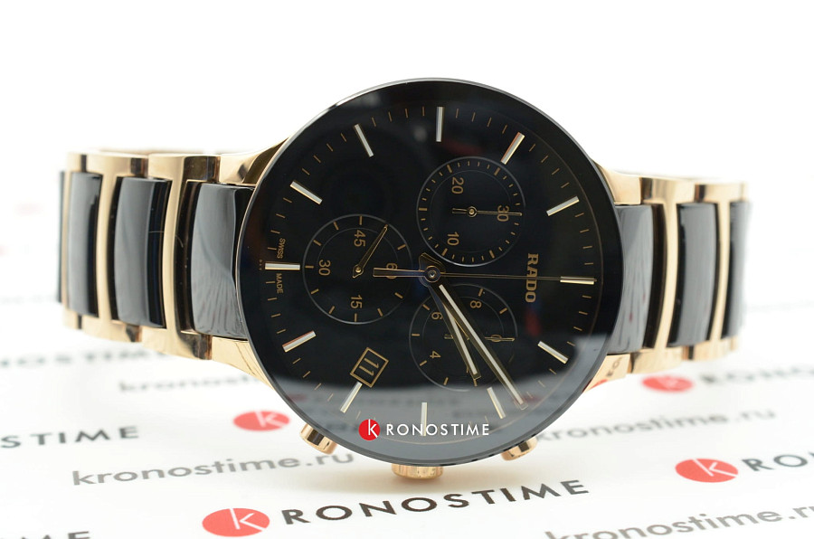 Часы Rado Centrix Chronograph R30187172 — мужские, сталь + pvd + керамика
