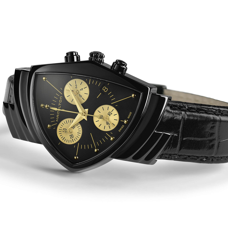 Часы Hamilton Ventura L Chrono Quartz H24402730 — кожаный, мужские