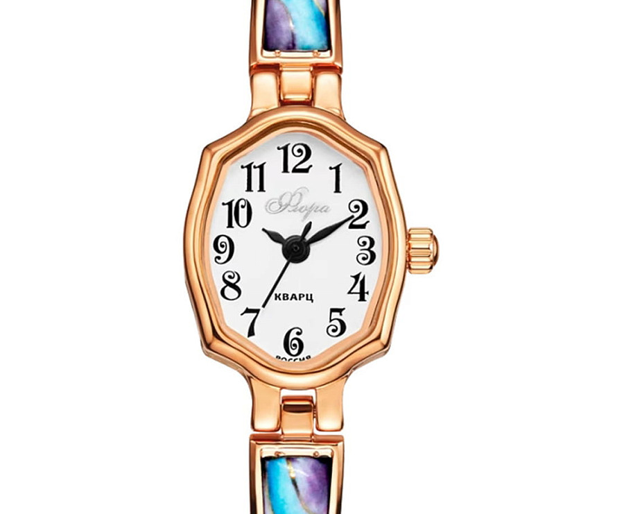 Часы УЧЗ Flora 1240B3B4-35 — кварцевые, латунь