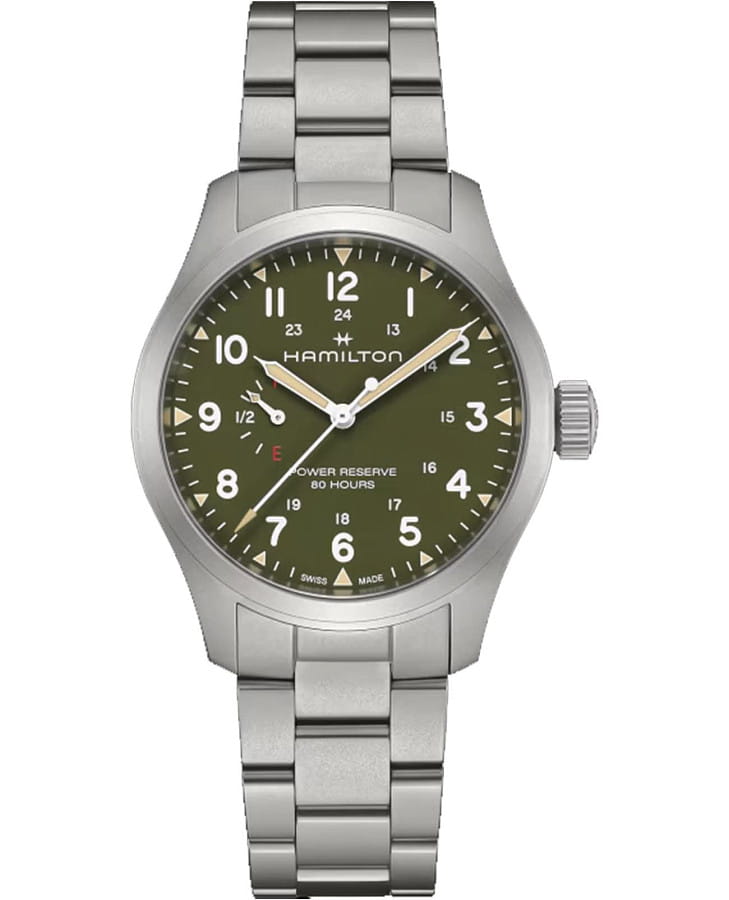 Часы Hamilton Khaki Field Power Reserve H69509160 — мужские, зеленый