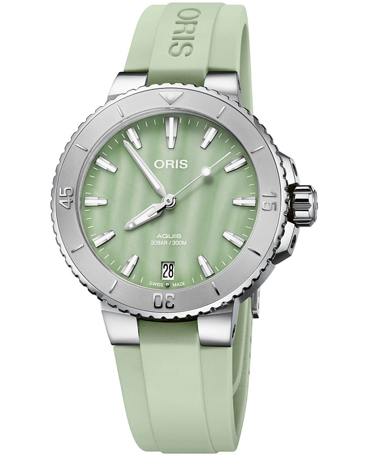 Часы Oris Aquis Date 01 733 7770 4157-07 4 18 67FC — женские, зеленый