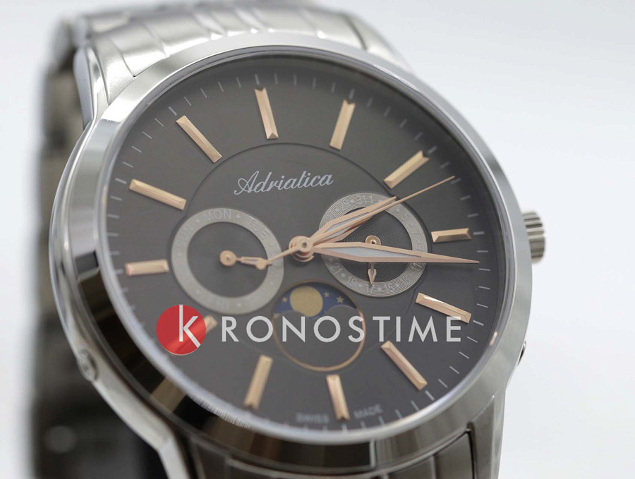 Часы Adriatica Moonphase A8306.51R7QF — кварцевые, металл сталь