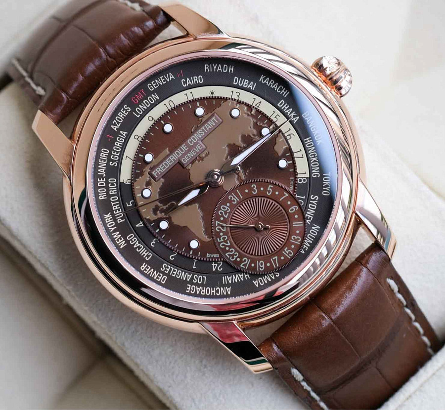 Часы Frederique Constant Worldtimer Manufacture FC-718BRWM4H4 — кожаный, мужские