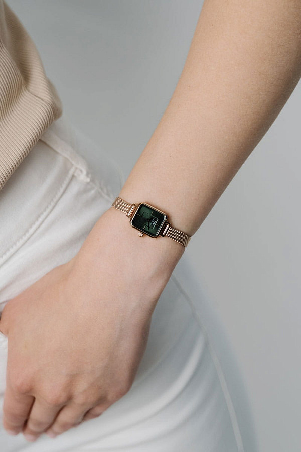 Часы Daniel Wellington Quadro Mini Melrose Emerald DW00100648 — зеленый, металл сталь