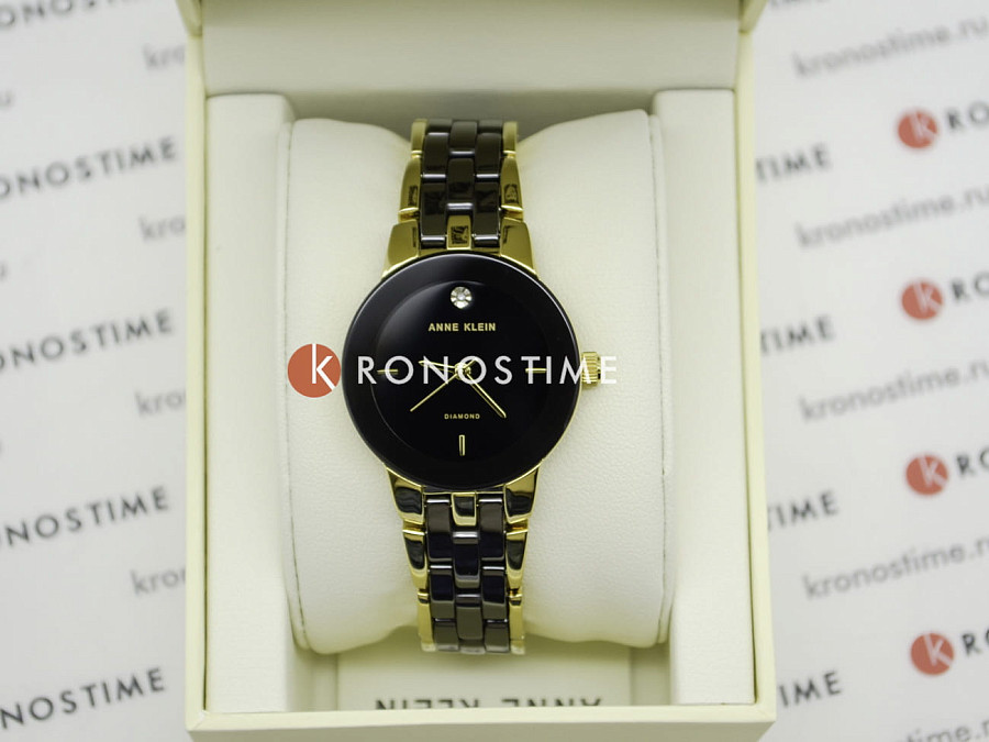 Часы Anne Klein Diamond 1610BKGB — нержавеющая сталь с ip-покрытием, женские