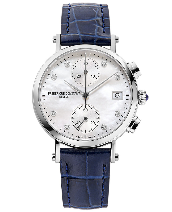 Часы Frederique Constant Classics Quartz Chronograph Ladies FC-291MPWD2R6 — женские, перламутровый