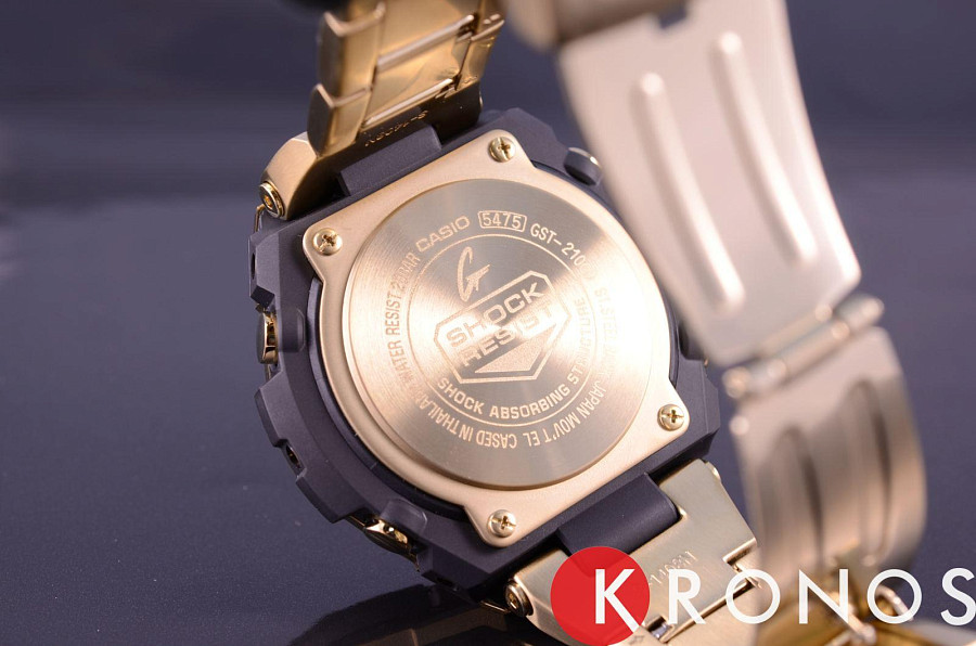 Часы Casio G-Shock GST-210GD-1A — мужские, 18-каратное желтое золото