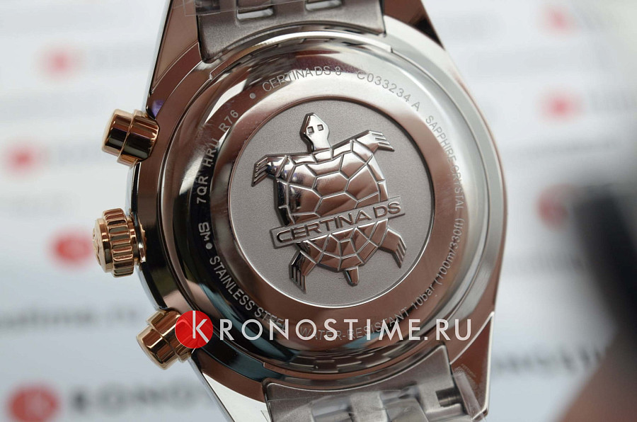 Часы Certina DS-8 Lady Chronograph C033.234.22.088.00 — женские, сталь c pvd покрытием