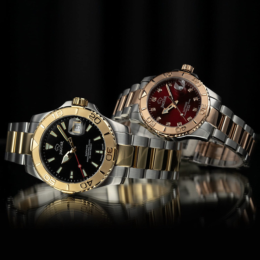 Часы Jaguar Couple Diver J970/3 — нержавеющая сталь с pvd-покрытием, мужские