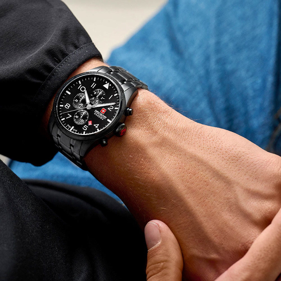 Часы Swiss Military Hanowa Thunderbolt Chrono SMWGI0000431 — черный, сталь металл