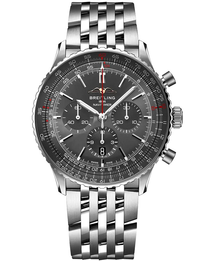 Часы Breitling Navitimer B01 Chronograph 46 AB01376A1B1A1 — мужские, серый